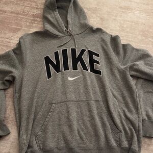 Nike Men's Gray Hoodie with Black Logo